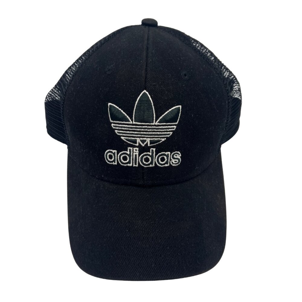 Adidas Originals Trefoil Black Trucker Hat Mesh Snapback Adjustable Cap